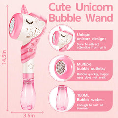 Woplagyreat unicorn bubble wand with continuous bubbles for playtime.