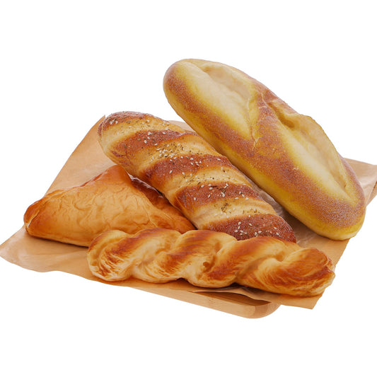 Woration artificial bread set for kitchen display, lifelike and durable.