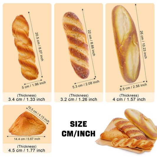 Woration faux baguette set on bakery display, realistic and long-lasting.