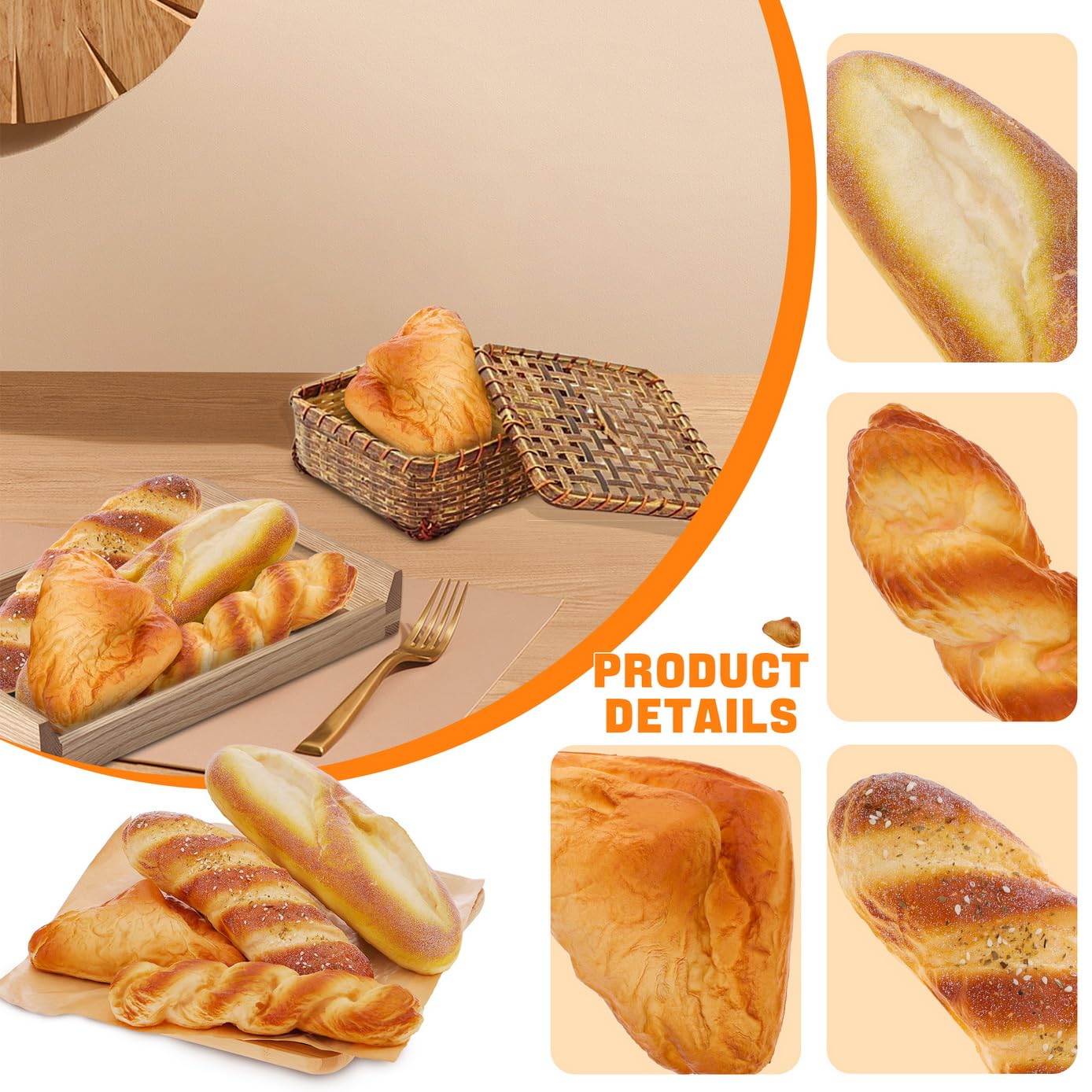 Woration four-piece loaf props for studio photos.