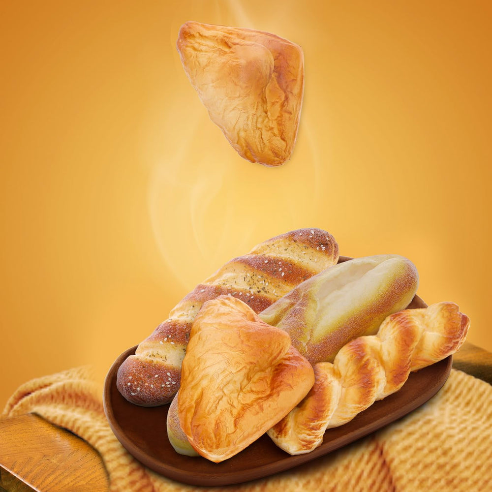 Woration PU bread replicas for festive decor and mantel display.