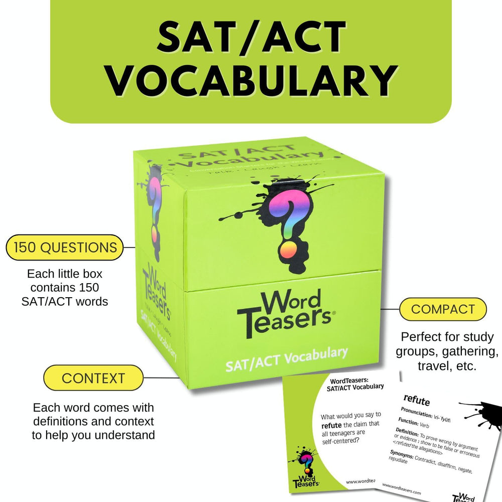 Word Teasers flash cards used in a family game to spark conversation.