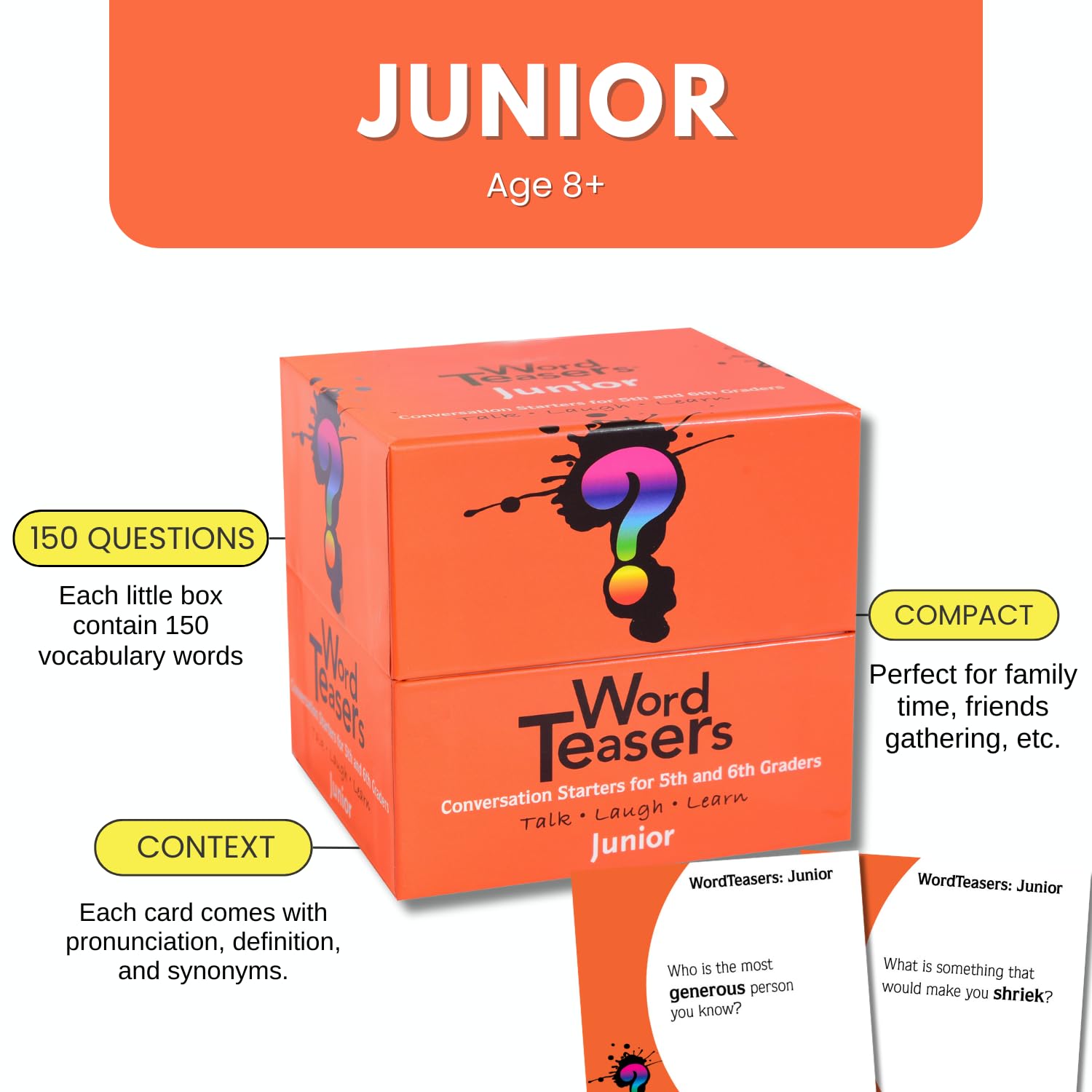 Word Teasers Junior back shows definitions and pronunciation for quick reference.