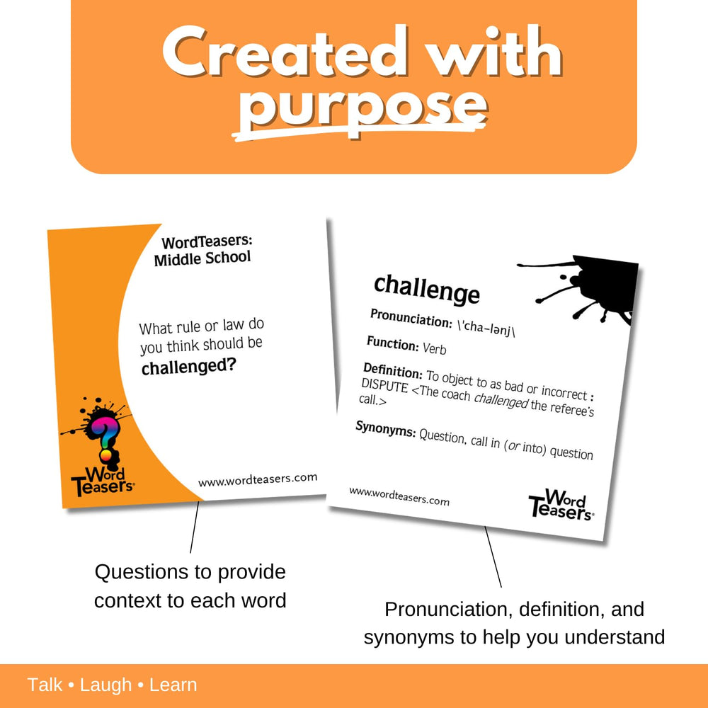 WORD TEASERS portable card game easy to bring on trips and in pockets.