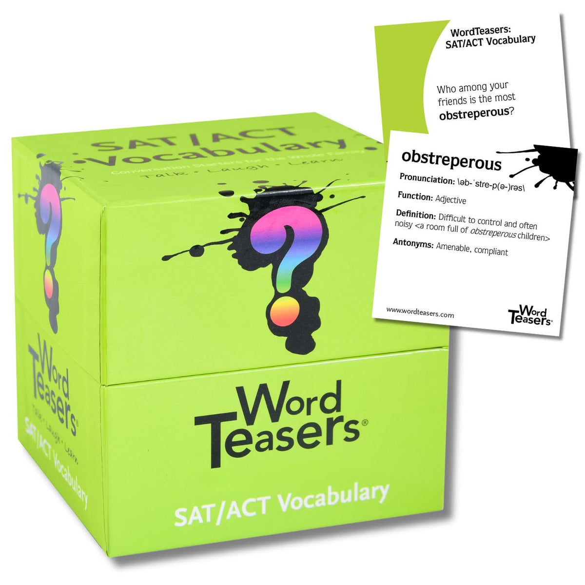 Word Teasers SAT flash cards front view for quick vocabulary practice.