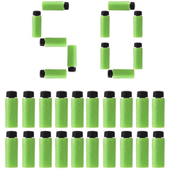 WORKER Stefan 36mm short darts in green and black for Nerf blasters, accuracy-focused.