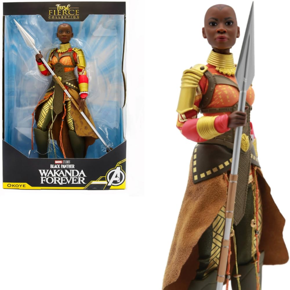 World of EPI Okoye doll front view shows detailed costume for collectors