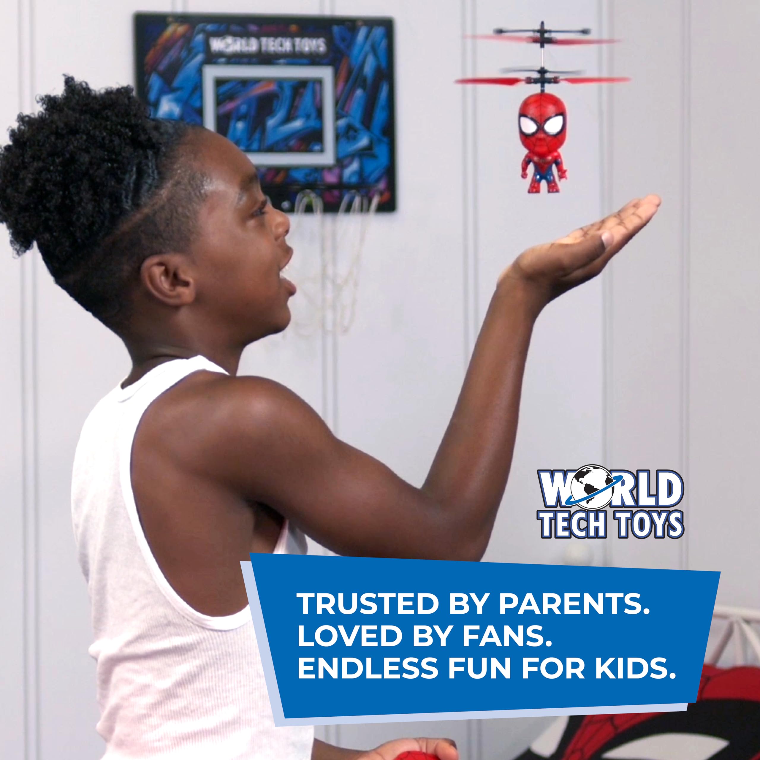 World Tech Toys Spider-Man big head helicopter makes a great gift for kids aged six and up.