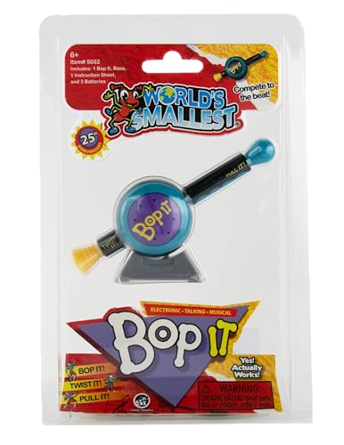 World's Smallest Bop It pocket-size design fits pockets for travel fun.