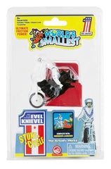 World's Smallest Evel Knievel launcher in action-ready form for desk stunts