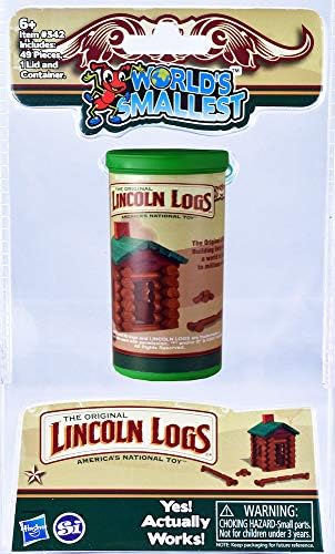 World's Smallest Lincoln Logs storage container supports organized toy play.