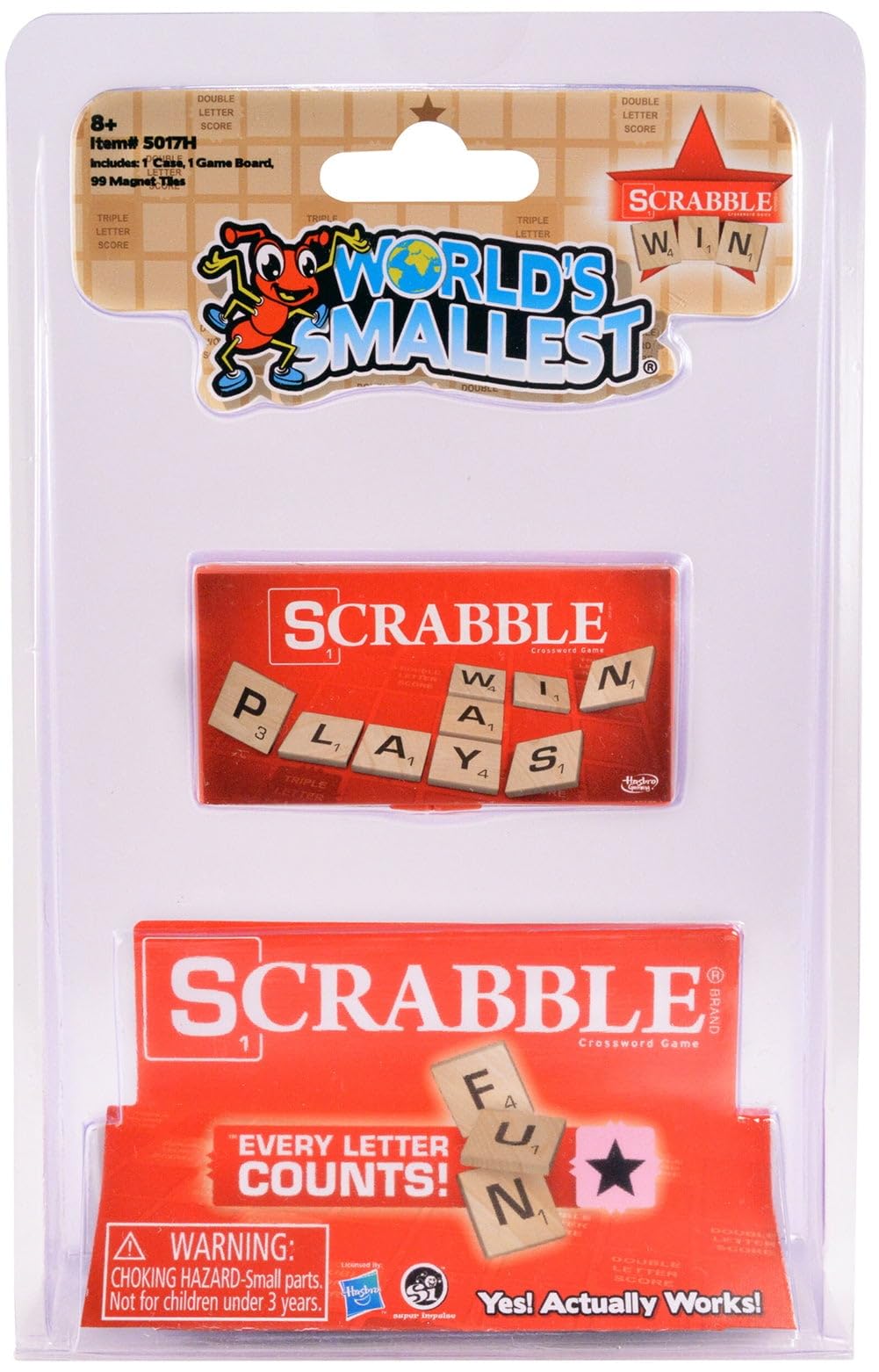 World's Smallest Scrabble pocket board with magnetic letters for quick on-the-go word play.