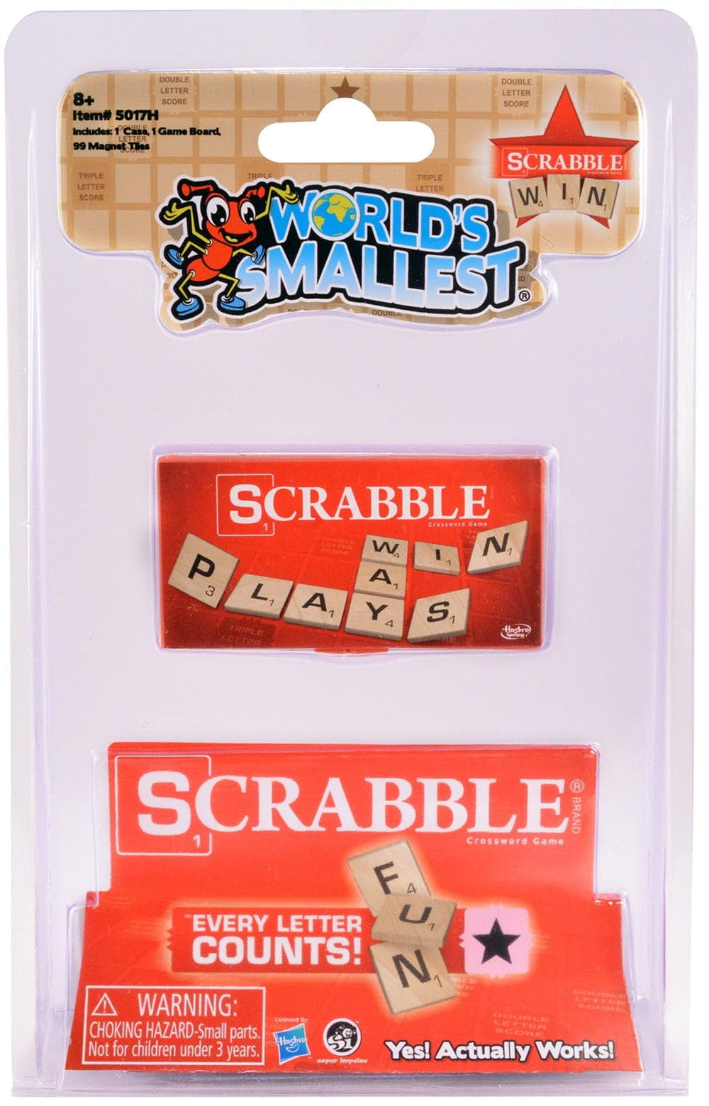 World's Smallest Scrabble pocket board with magnetic letters for quick on-the-go word play.
