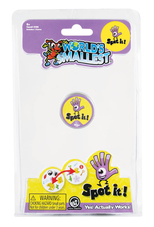 World's Smallest Spot It Card Game mini card close-up for travel fun
