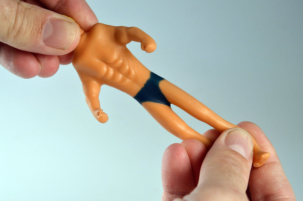 World's Smallest Stretch Armstrong age 8+, for display and hands-on play.