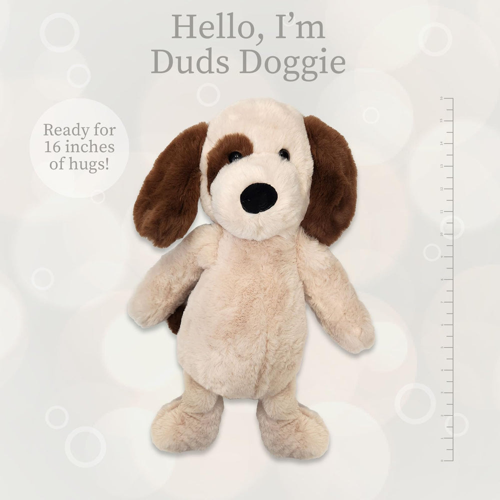 World's Softest Duds Doggie 16-inch size offers a big, huggable companion.