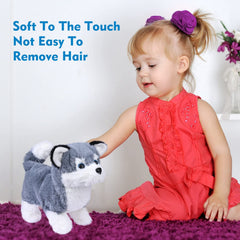 WorWoder Alaska plush dog head tap trigger enables quick play interactions.
