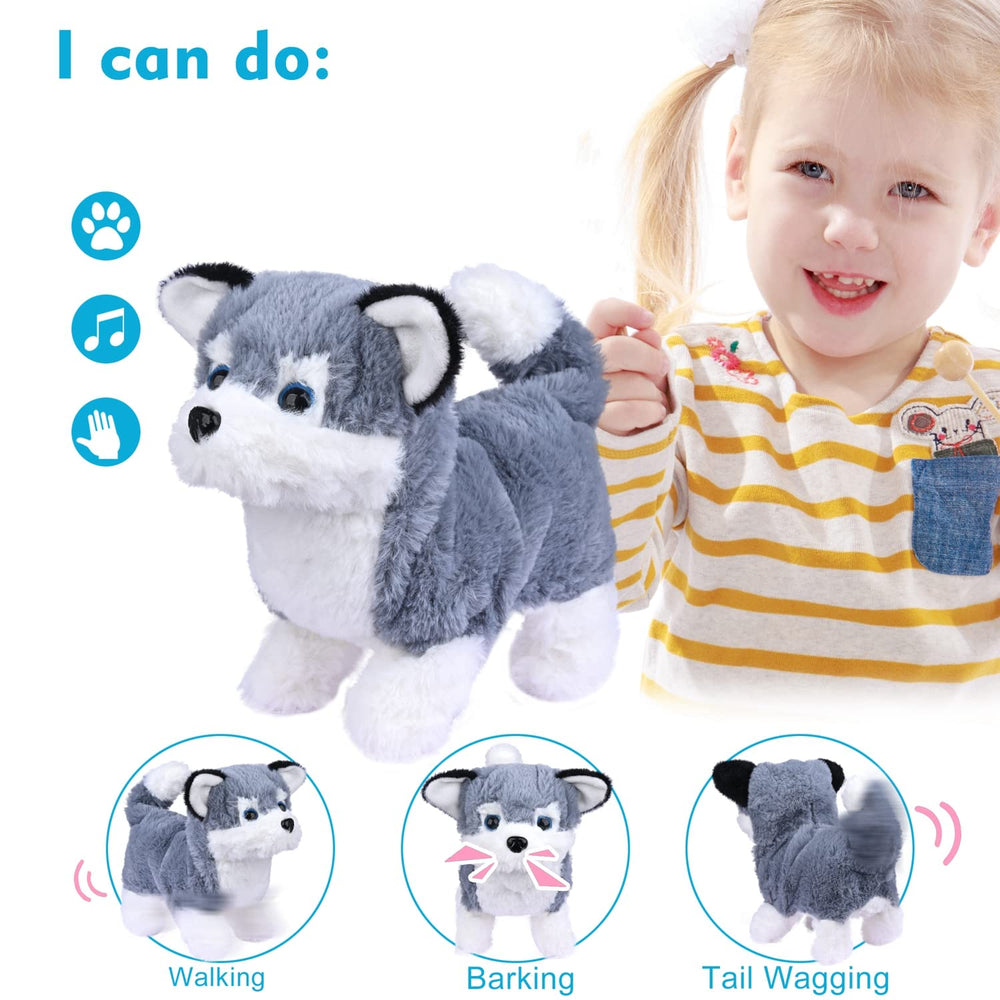 WorWoder Alaska plush dog tail wagging for charming, lifelike reactions.