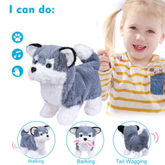 WorWoder Alaska plush dog tail wagging for charming, lifelike reactions.