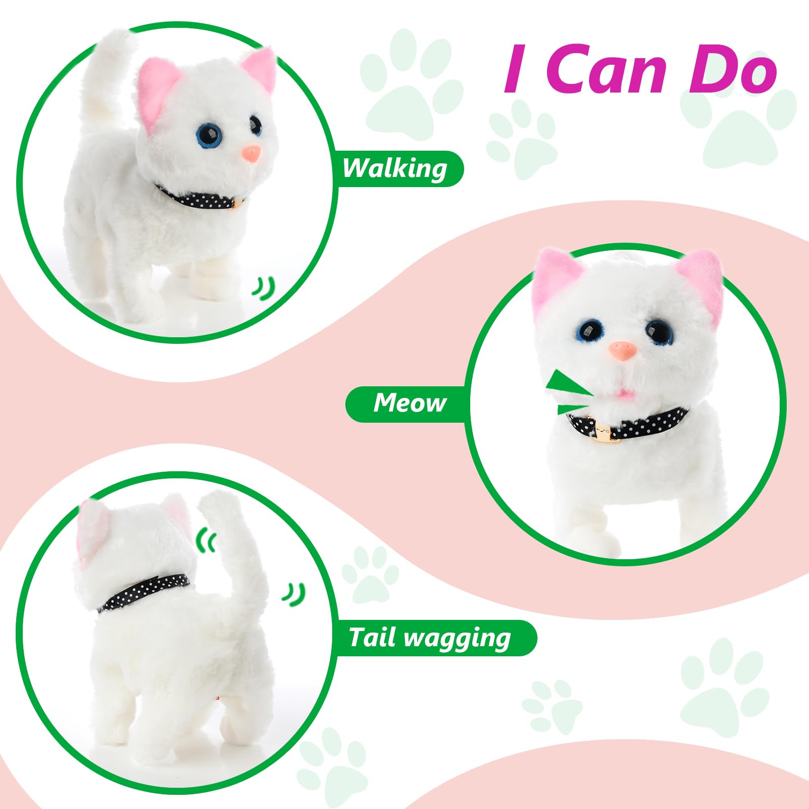 WorWoder plush cat tail wagging during pretend pet time