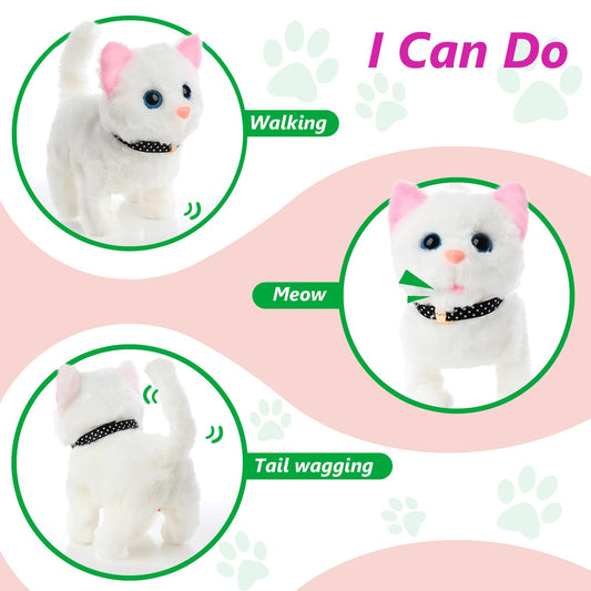 WorWoder plush cat tail wagging during pretend pet time