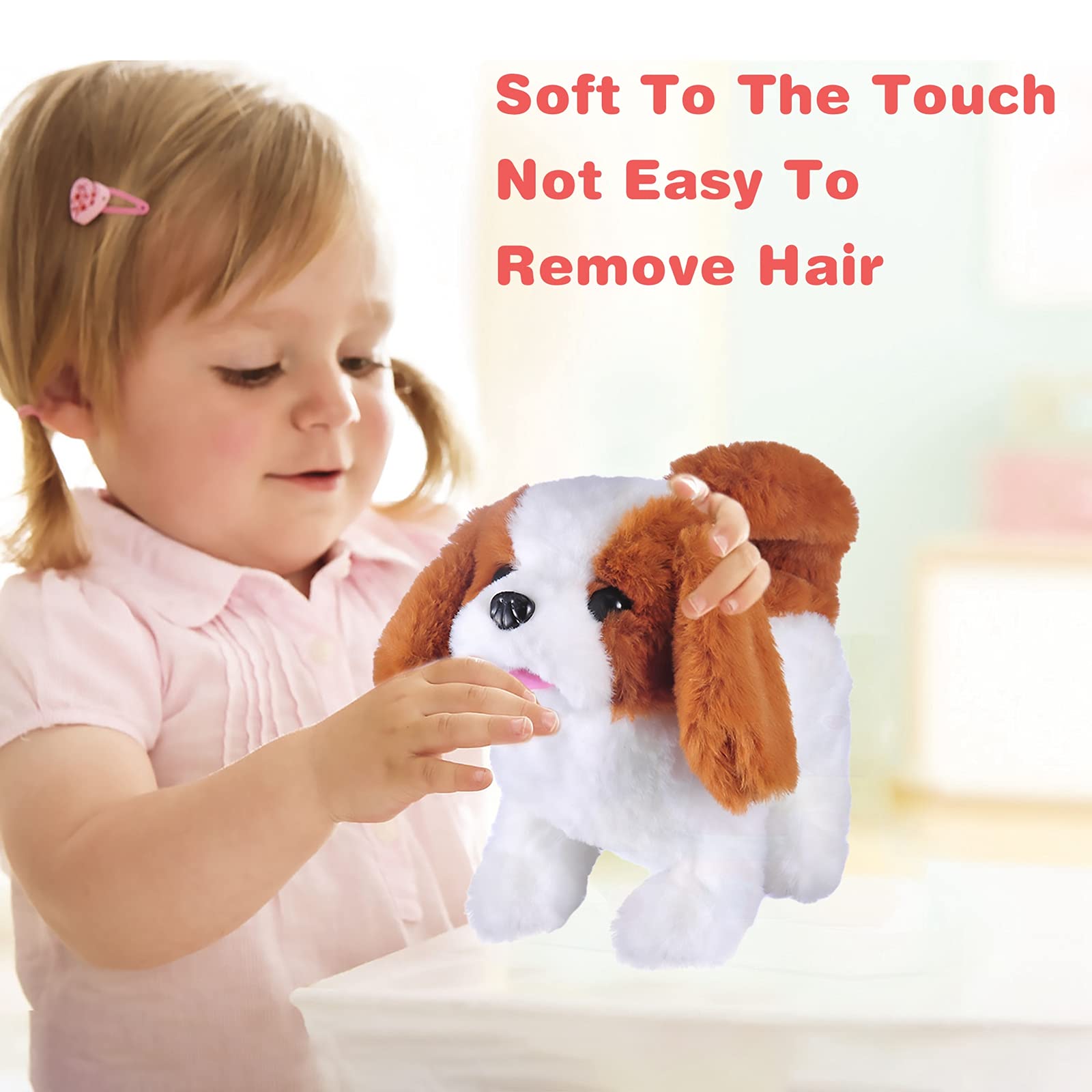 WorWoder plush Saint Bernard toy battery compartment for quick setup.