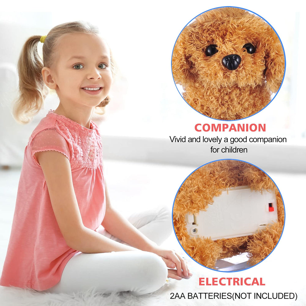 WorWoder Plush Teddy Dog stretching pose for versatile tricks.