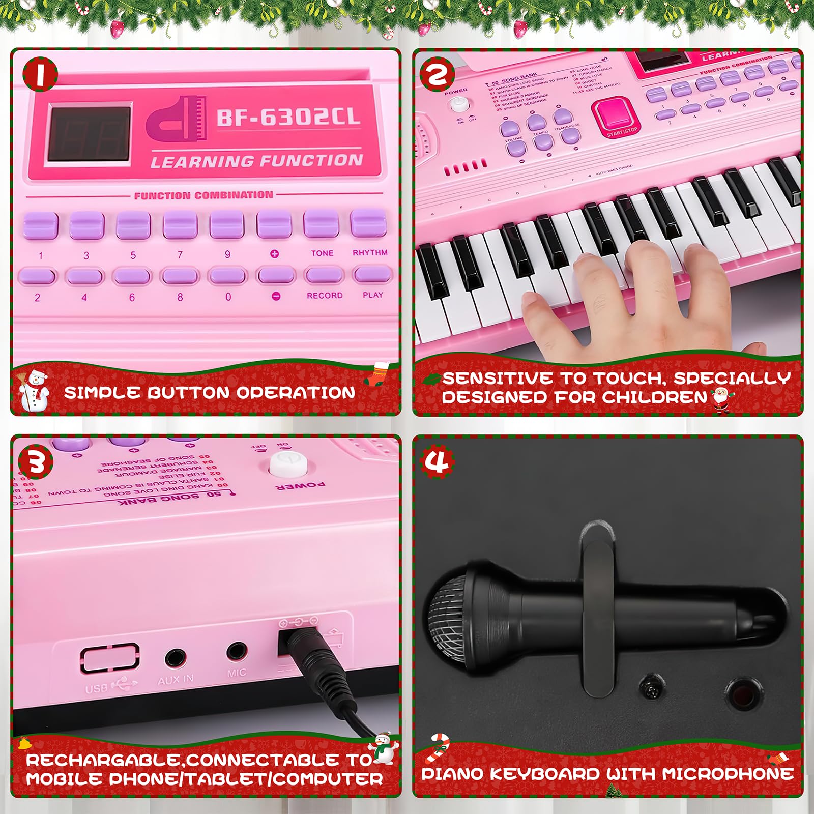 WOSTOO 61-key kids piano on desk demonstrates home practice convenience.