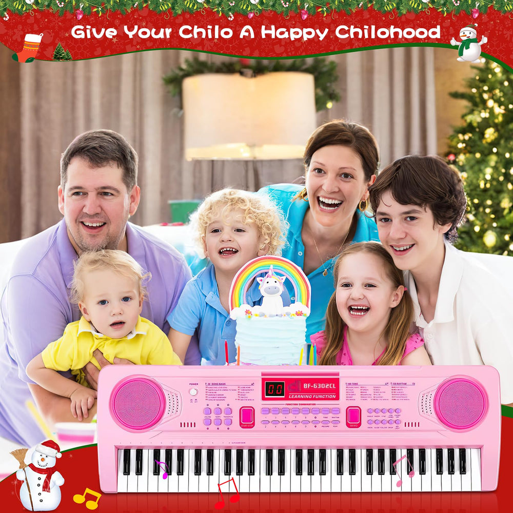 WOSTOO 61-key kids piano side view highlights slim profile for travel and storage.