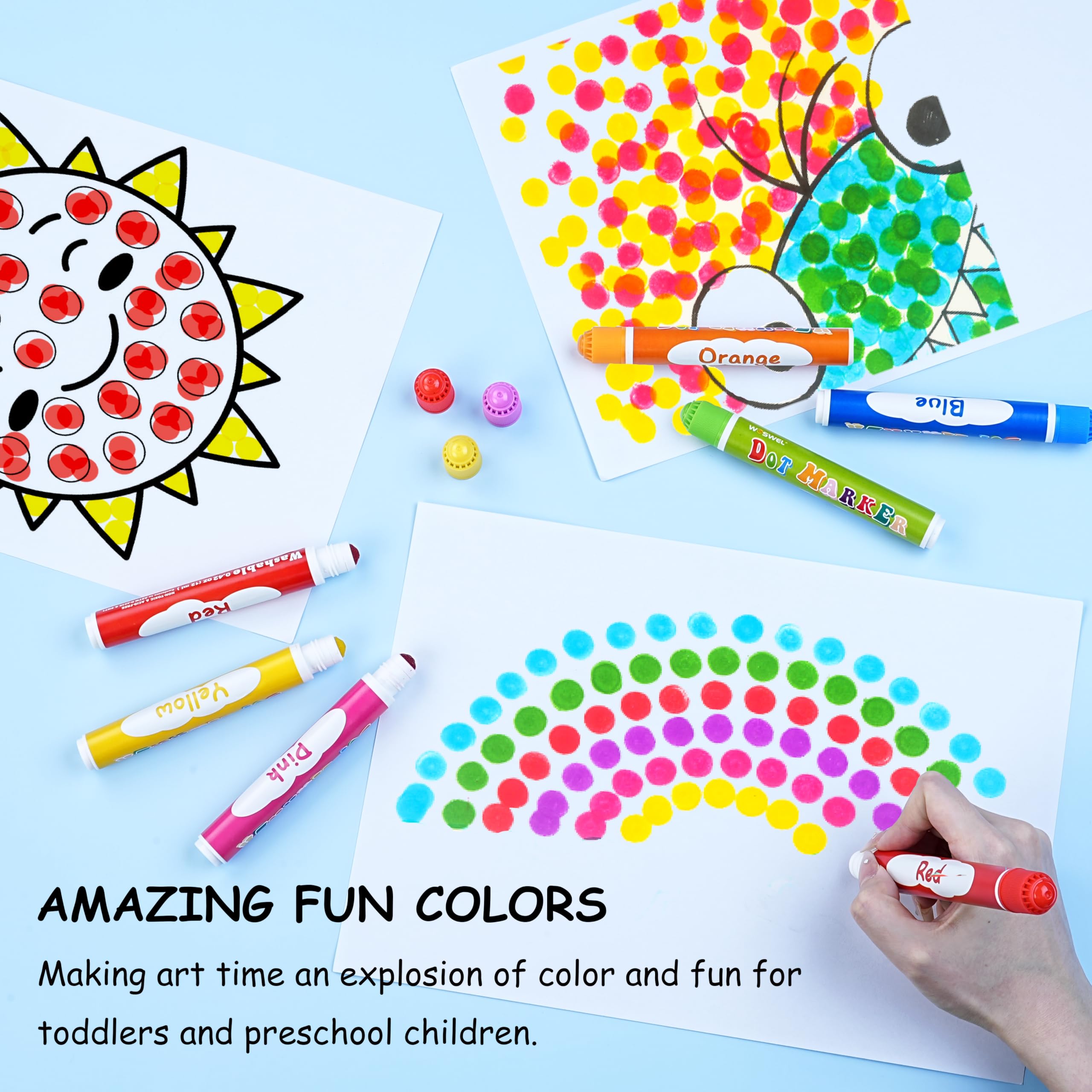 WOSWEL dot markers non-toxic ink highlighted for safe play