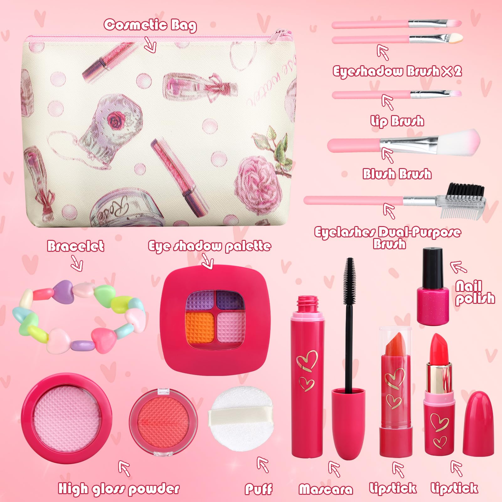Woumserta lipstick and brush kit for imaginative fashion play
