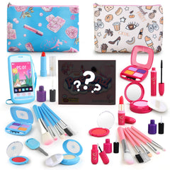 Woumserta pretend makeup kit blue open reveals kid-friendly accessories for imaginative play