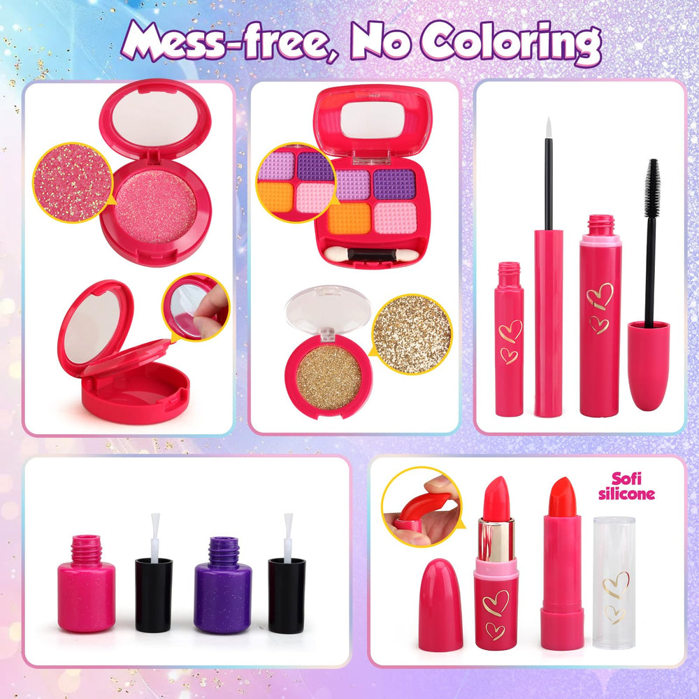 Woumserta safe materials highlight mess-free pretend makeup moments.