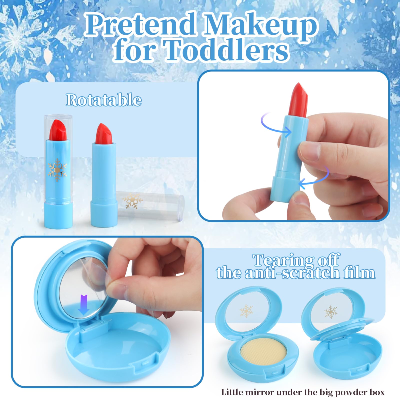 Woumserta eyeshadow palette provides colorful pretend makeup visuals for imagination.