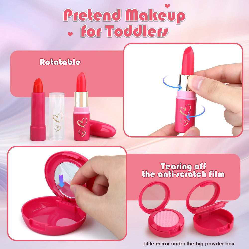 Woumserta Toddler Makeup Playset pretend makeup sparks creativity and role-play learning during playtime.