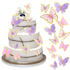 WOW DING butterfly cupcake topper 3D pink purple gold enhances cake presentation