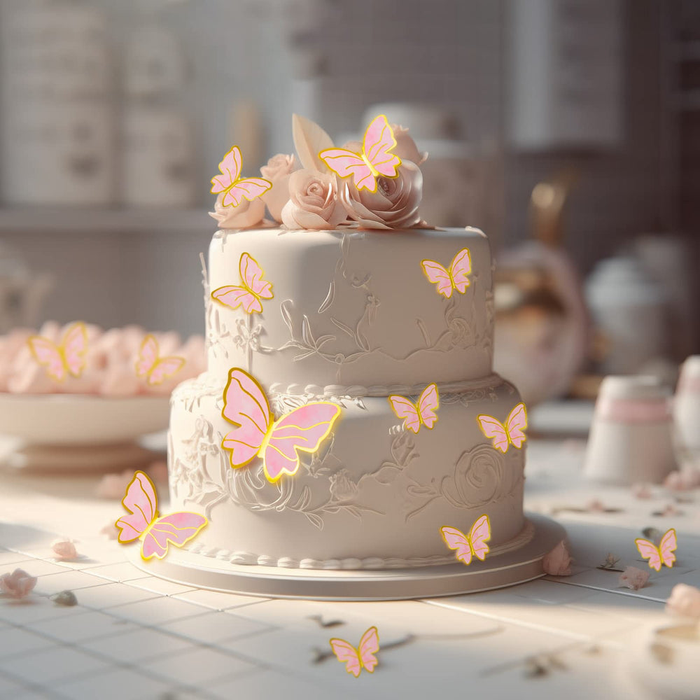 WOW DING butterfly wings with golden lines add luxe detail to desserts