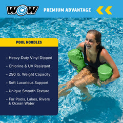 WOW Sports lime green pool noodle used during family games and activities