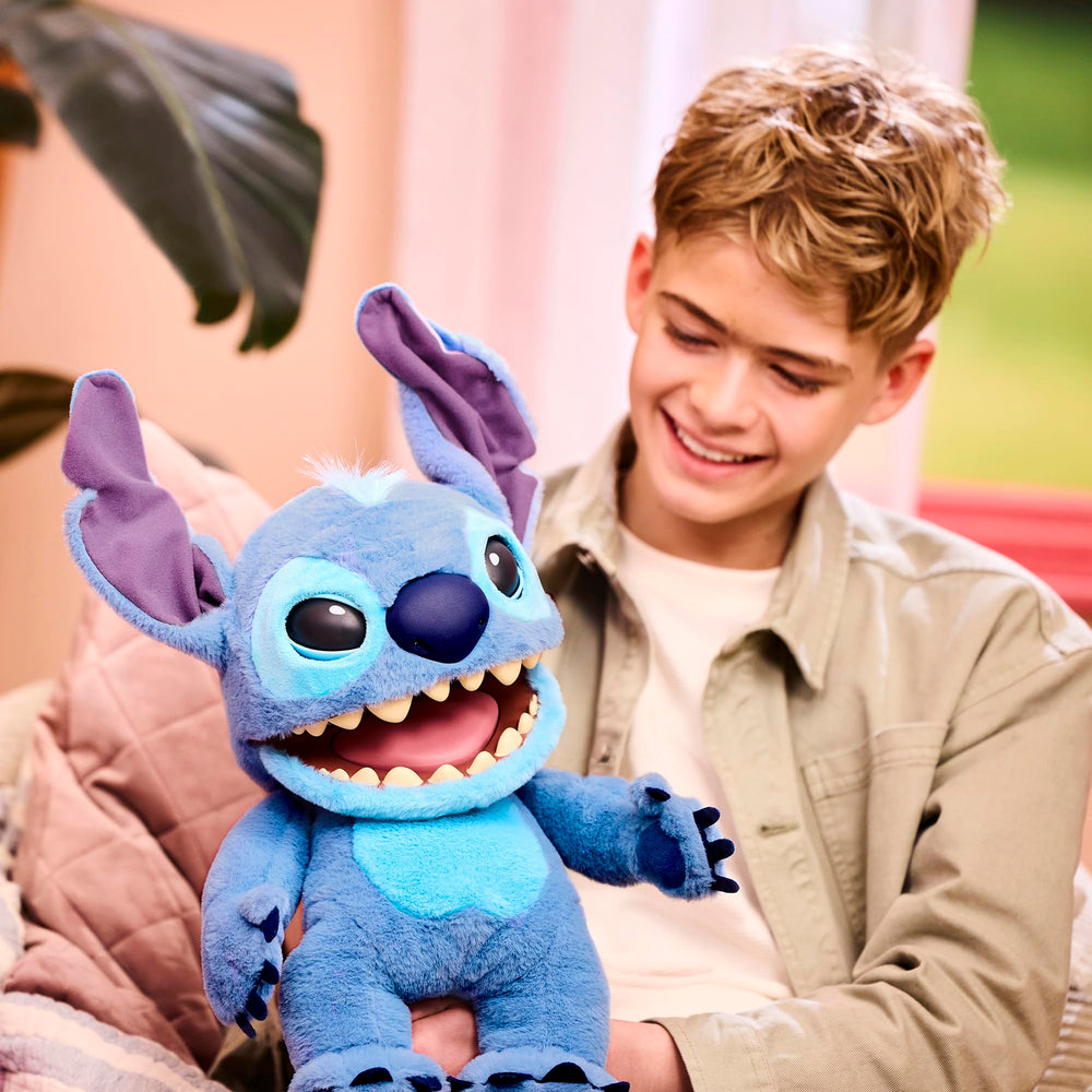 Full-height Stitch stands ready for hugs and adventures.