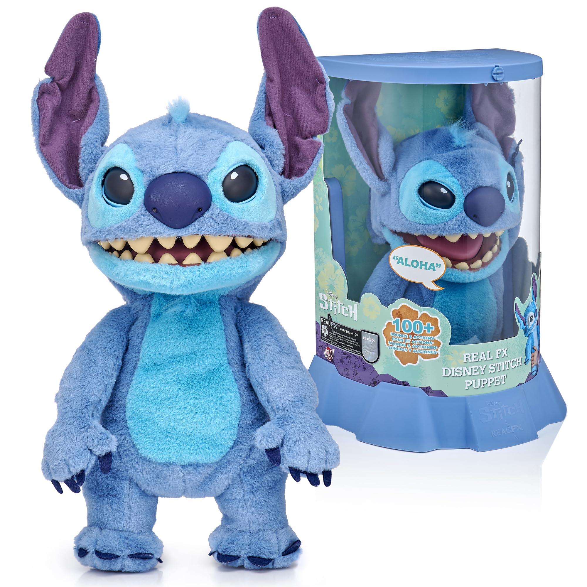 WOW! STUFF Disney Stitch Puppetronic in alien capsule display case for collectors.