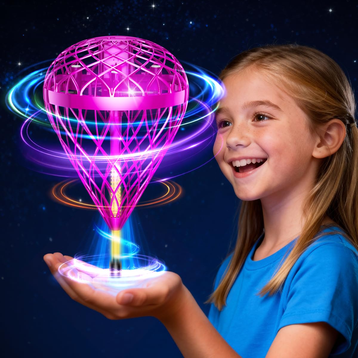wow97e hand controlled flying orb ball in action for safe indoor play