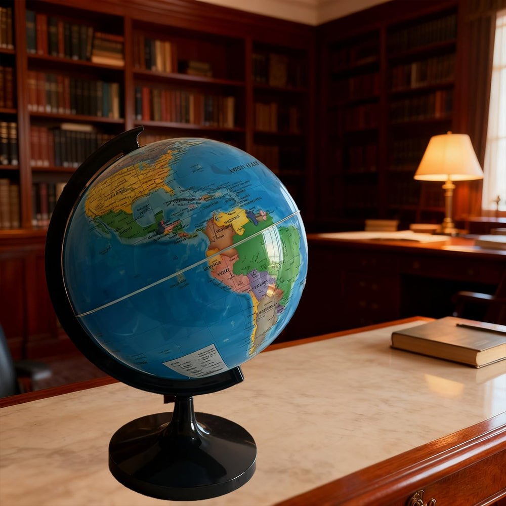 WOWESOTICA globe stand and base blue adds elegant desk decor.