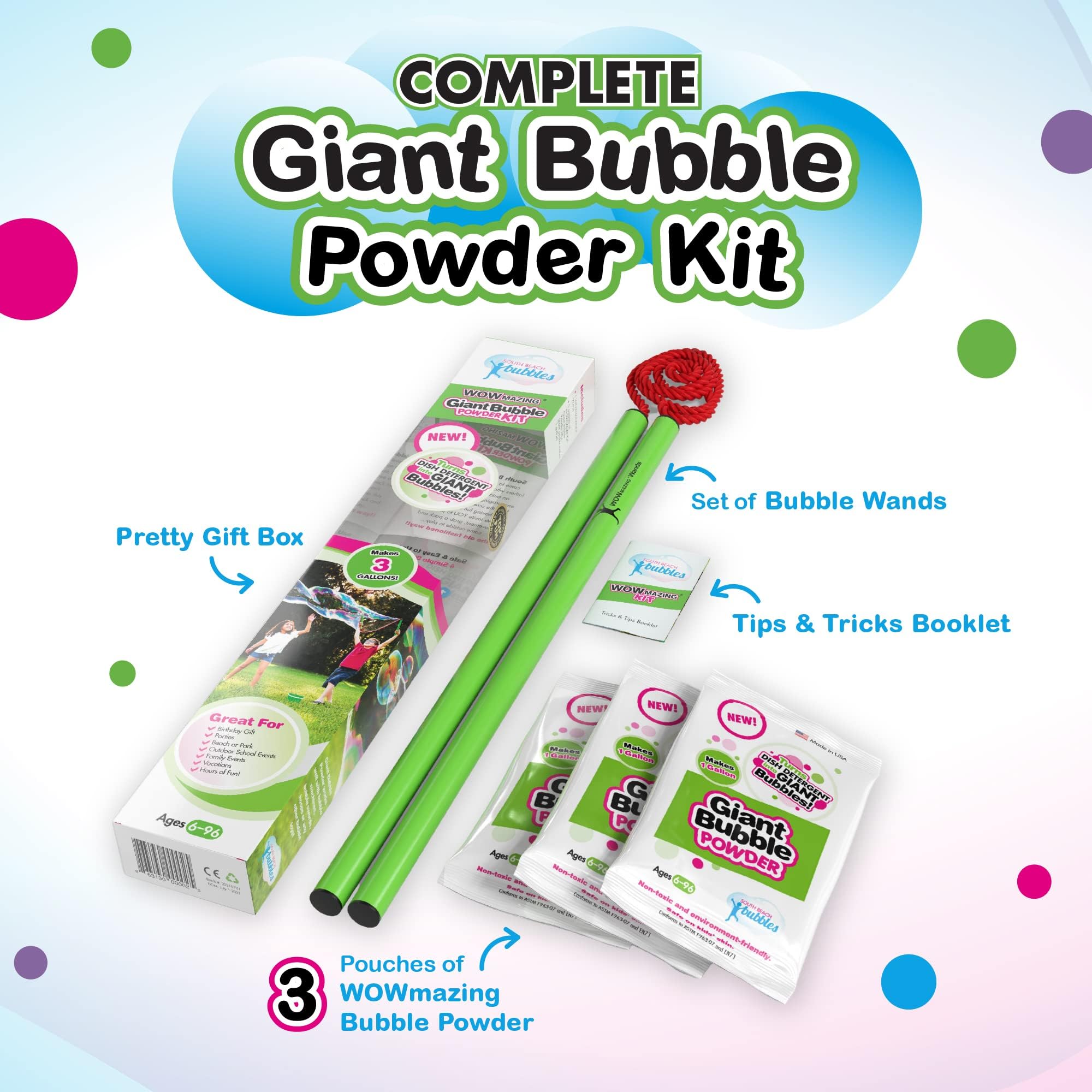 WOWMAZING bubble powder packets ready for quick giant bubbles