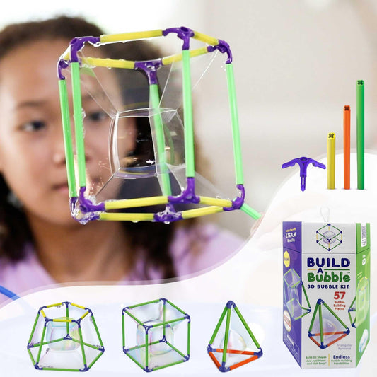 WOWMAZING Build-A-Bubble cubes shape demonstrating 3D geometry in action