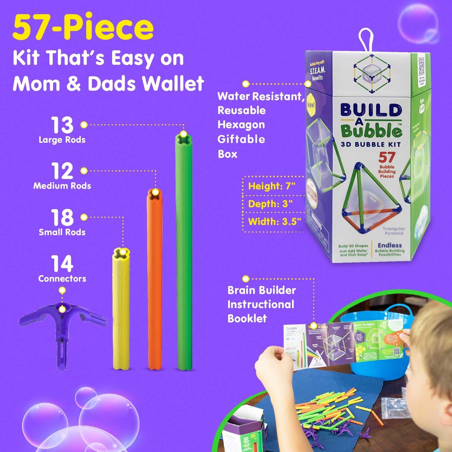 WOWMAZING Build-A-Bubble pentagon build with creative shapes