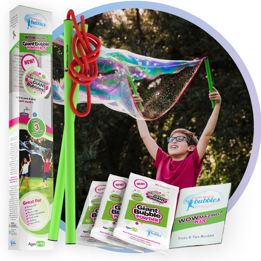 WOWMAZING giant bubble wand in action for backyard fun