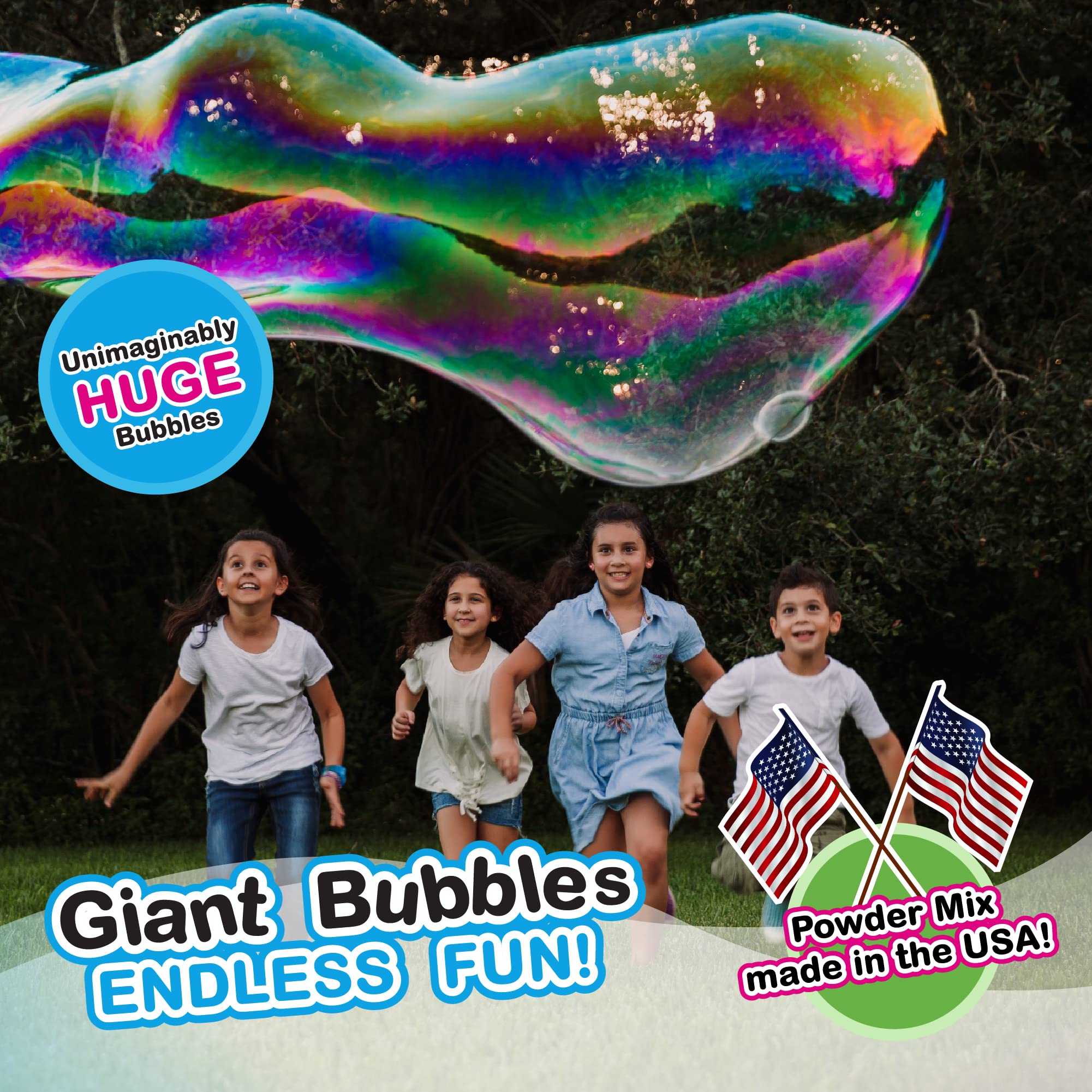 WOWMAZING outdoor family bubble fun in backyard and park.