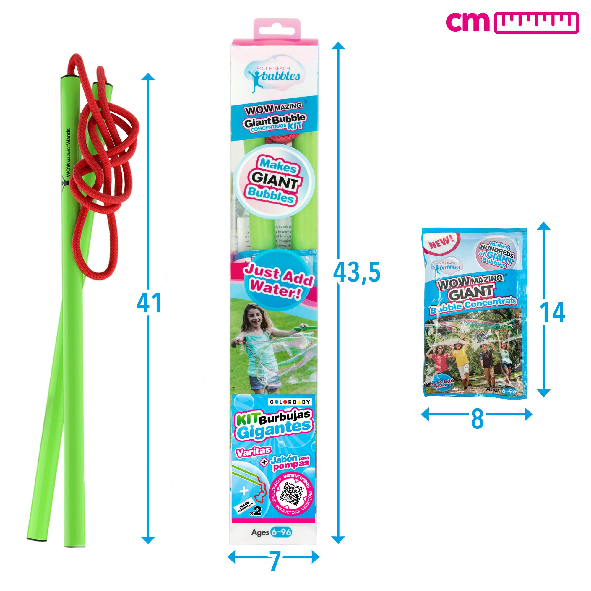 Two pouches of concentrate included for extended bubble play.