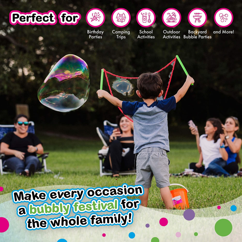 Made in the USA, safe and biodegradable concentrate for bubbles.