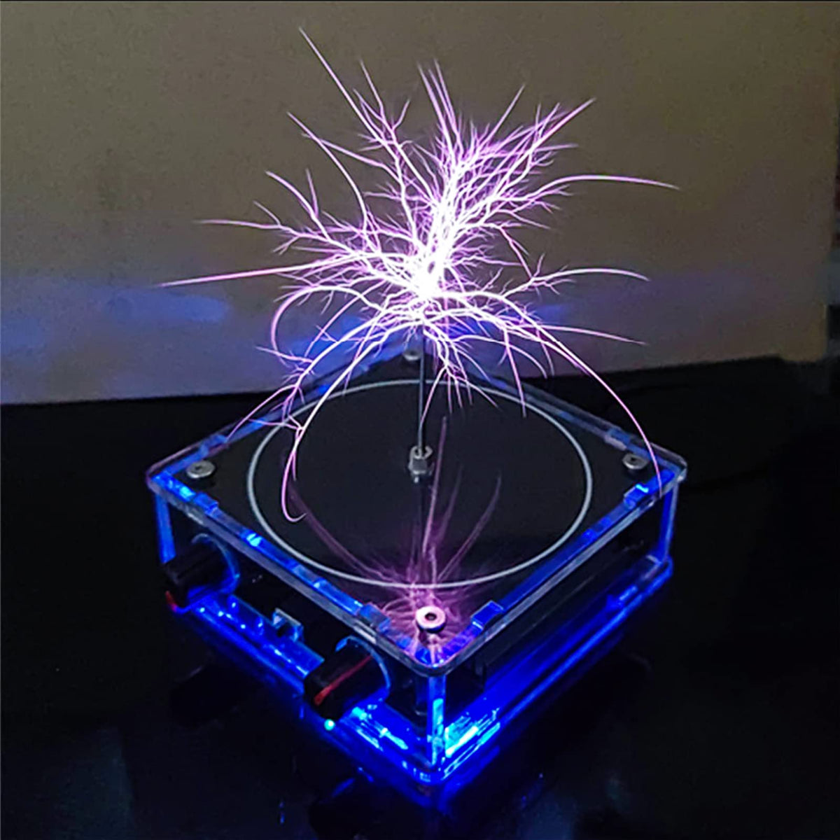 WOWNOVA Music SSTC arc close-up showing vivid lightning for desk setup.